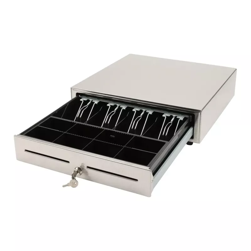 Ręczna szuflada kasowa Olympia LD 410S, obudowa ze stali nierdzewnej, 415×410×104 mm, 6,5 kg