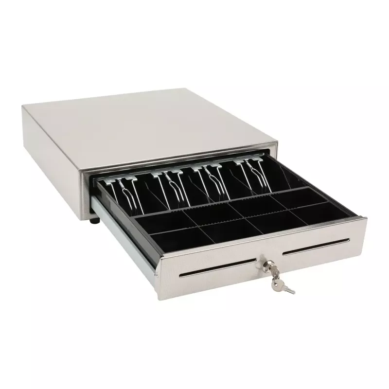 Ręczna szuflada kasowa Olympia LD 410S, obudowa ze stali nierdzewnej, 415×410×104 mm, 6,5 kg