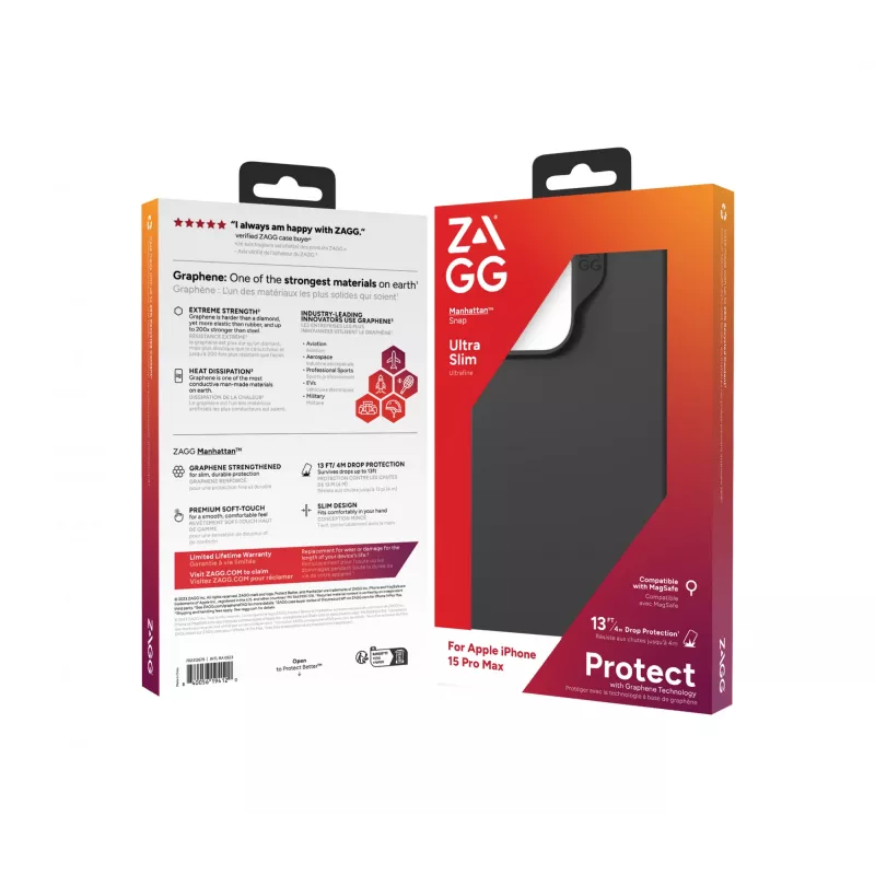 ZAGG Cases Manhattan Snap Apple iPhone 15 Pro Max Czarny EN/FR