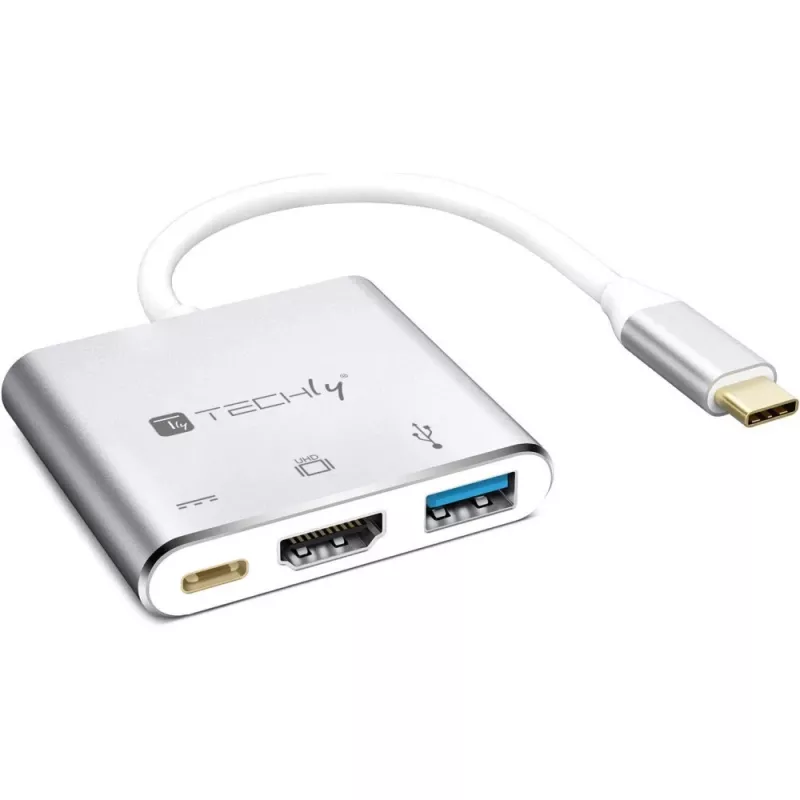 Techly IADAP USB31-HDMIPTY stacja dokująca/replikator portów do laptopa Przewodowa USB 3.2 Gen 1 (3.1 Gen 1) Type-C Srebrny