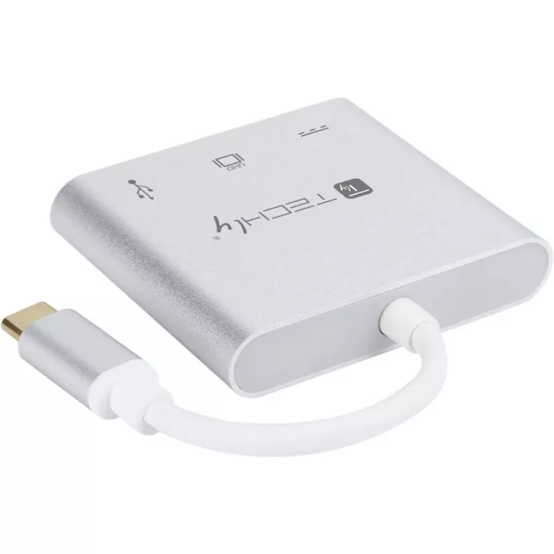 Techly IADAP USB31-HDMIPTY stacja dokująca/replikator portów do laptopa Przewodowa USB 3.2 Gen 1 (3.1 Gen 1) Type-C Srebrny