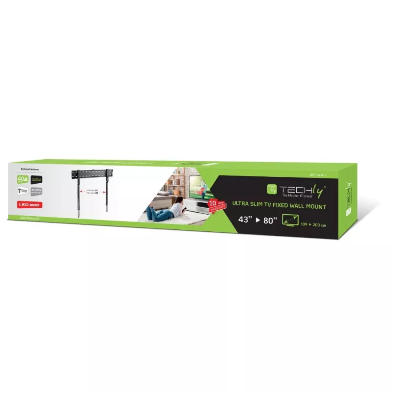 Techly ICA-PLB 736F uchwyt / stojak do telewizora 2.03 m (80 cali) Czarny