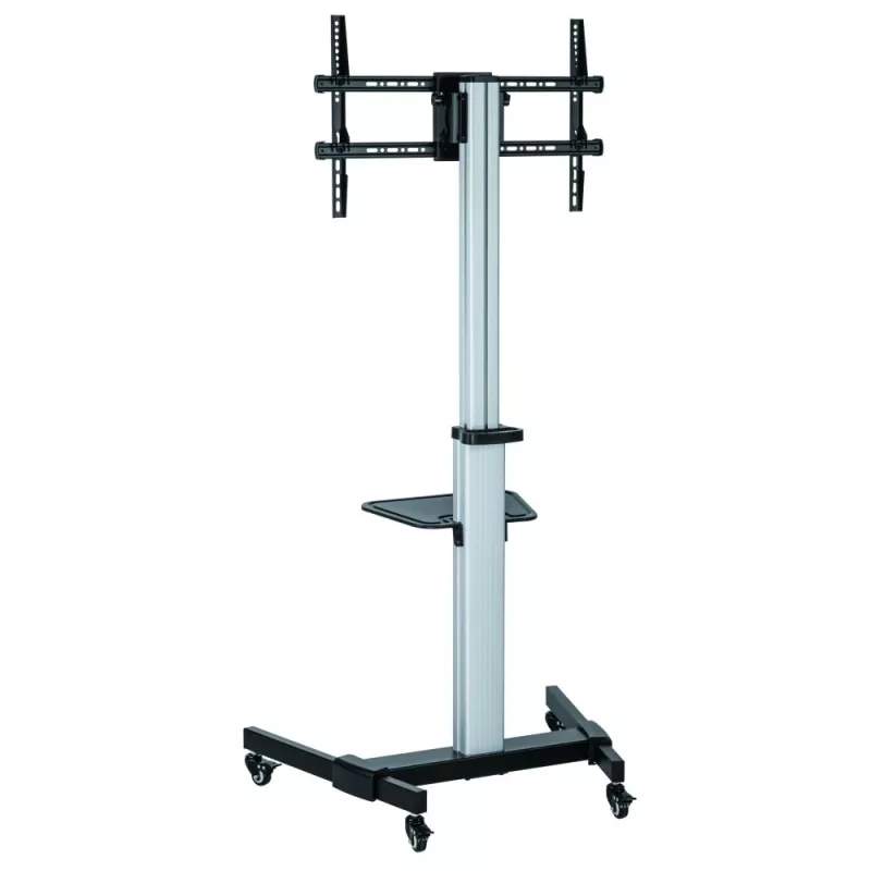 Techly Stojak podłogowy z półką Wózek TV LCD/LED 37-86 cali, 200 x 200 mm, 600 x 400 mm, -10 - 5°, 180°, Aluminium, Plastik, Stal, Czarny, Szary