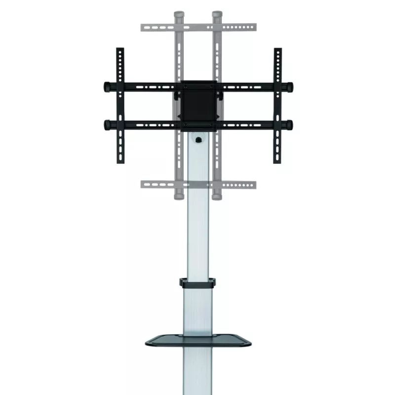 Techly Stojak podłogowy z półką Wózek TV LCD/LED 37-86 cali, 200 x 200 mm, 600 x 400 mm, -10 - 5°, 180°, Aluminium, Plastik, Stal, Czarny, Szary