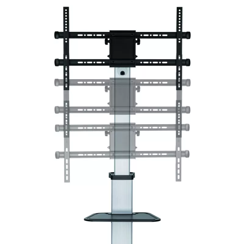 Techly Stojak podłogowy z półką Wózek TV LCD/LED 37-86 cali, 200 x 200 mm, 600 x 400 mm, -10 - 5°, 180°, Aluminium, Plastik, Stal, Czarny, Szary