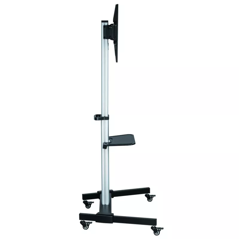 Techly Stojak podłogowy z półką Wózek TV LCD/LED 37-86 cali, 200 x 200 mm, 600 x 400 mm, -10 - 5°, 180°, Aluminium, Plastik, Stal, Czarny, Szary