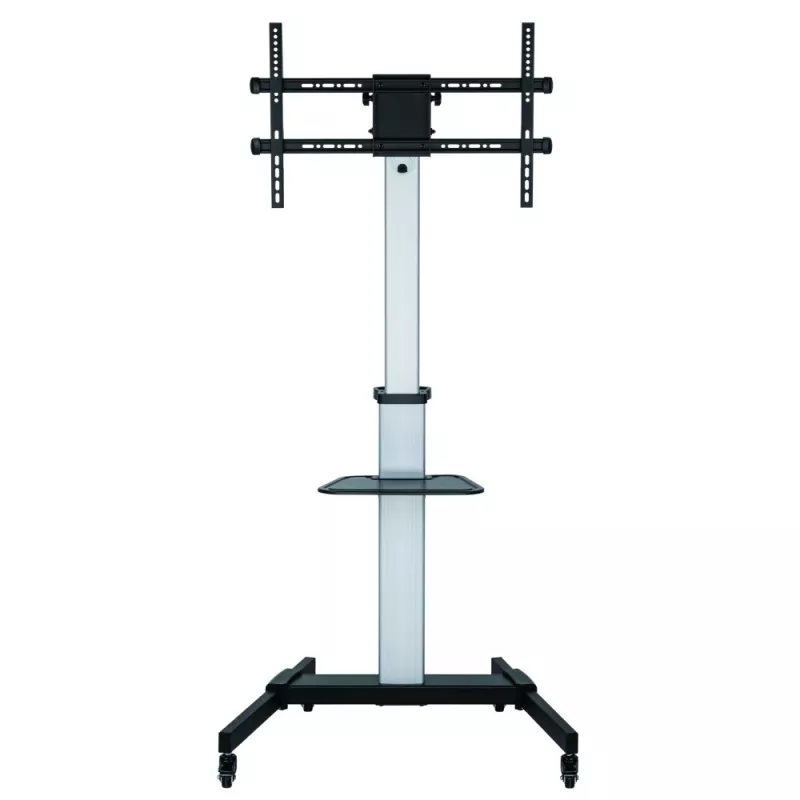 Techly Stojak podłogowy z półką Wózek TV LCD/LED 37-86 cali, 200 x 200 mm, 600 x 400 mm, -10 - 5°, 180°, Aluminium, Plastik, Stal, Czarny, Szary