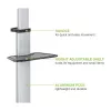 Techly Stojak podłogowy z półką Wózek TV LCD/LED 37-86 cali, 200 x 200 mm, 600 x 400 mm, -10 - 5°, 180°, Aluminium, Plastik, Stal, Czarny, Szary