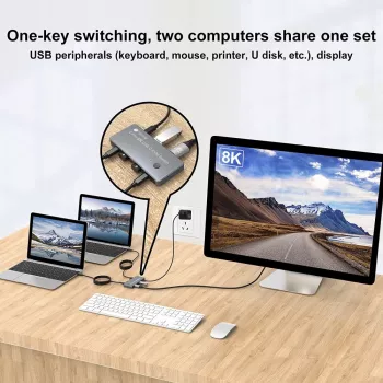 Techly IDATA KVM-DPC8K Przełącznik KVM Szary