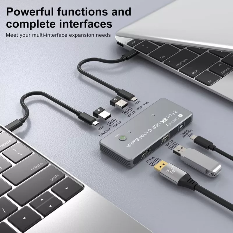 Techly IDATA KVM-DPC8K Przełącznik KVM Szary
