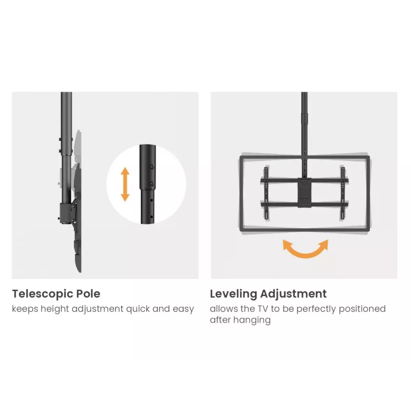 Uchwyt sufitowy do dwóch ekranów EQUIP 32 cale–60 cali (VESA 200x200–600x400, maks. 80 kg, obrót ±180°), czarny