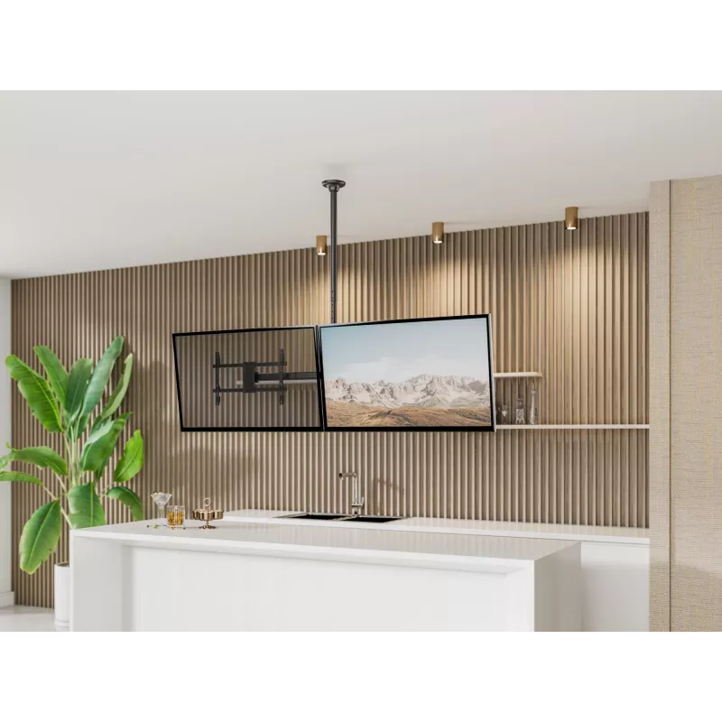 Uchwyt sufitowy do dwóch ekranów EQUIP 32 cale–60 cali (VESA 200x200–600x400, maks. 80 kg, obrót ±180°), czarny