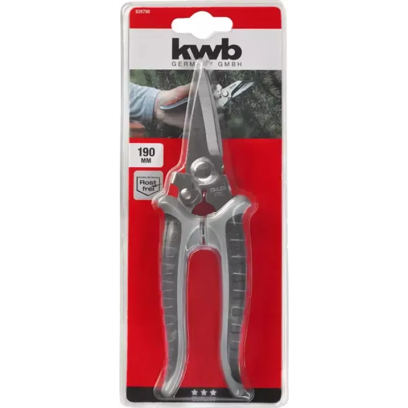 Nożyce do trawy KWB 926790 z długim uchwytem i prostym ostrzem 190 mm