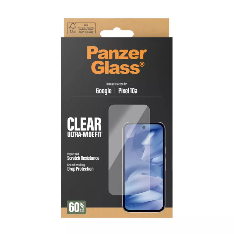 Folio ochronne PanzerGlass do Google Pixel 10a 5G — Ultra-Wide Fit, PET, odporne na zarysowania i wstrząsy, przezroczyste