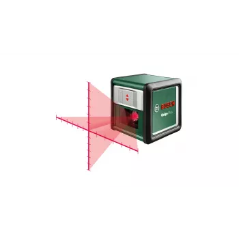 Poziomica laserowa Bosch Quigo Plus Uni 0603663602 — kompaktowe wyznaczanie linii krzyżowych z dołączonym statywem