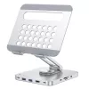 Techly 8-w-1 USB-C Hub stacja dokująca stojak na tablet, Stojak na tablet, Srebrny, Aluminium, 360°, USB 3.2 Gen 1 (3.1 Gen 1) Type-C, 5000 Mbit/s