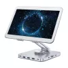Techly 8-w-1 USB-C Hub stacja dokująca stojak na tablet, Stojak na tablet, Srebrny, Aluminium, 360°, USB 3.2 Gen 1 (3.1 Gen 1) Type-C, 5000 Mbit/s
