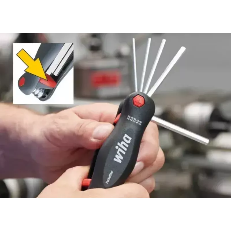 Składany zestaw kluczy Torx Wiha 25128 — 7 szt. (T7–T25), czarno-zielony, 104 g