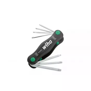 Składany zestaw kluczy Torx Wiha 25128 — 7 szt. (T7–T25), czarno-zielony, 104 g