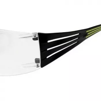 Okulary ochronne 3M SF4000CC1 — plastikowe okulary ochronne, przezroczyste soczewki, czarny/zielony