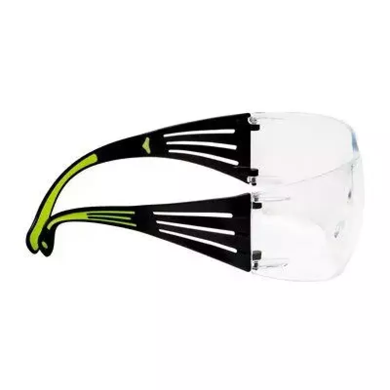 Okulary ochronne 3M SF4000CC1 — plastikowe okulary ochronne, przezroczyste soczewki, czarny/zielony