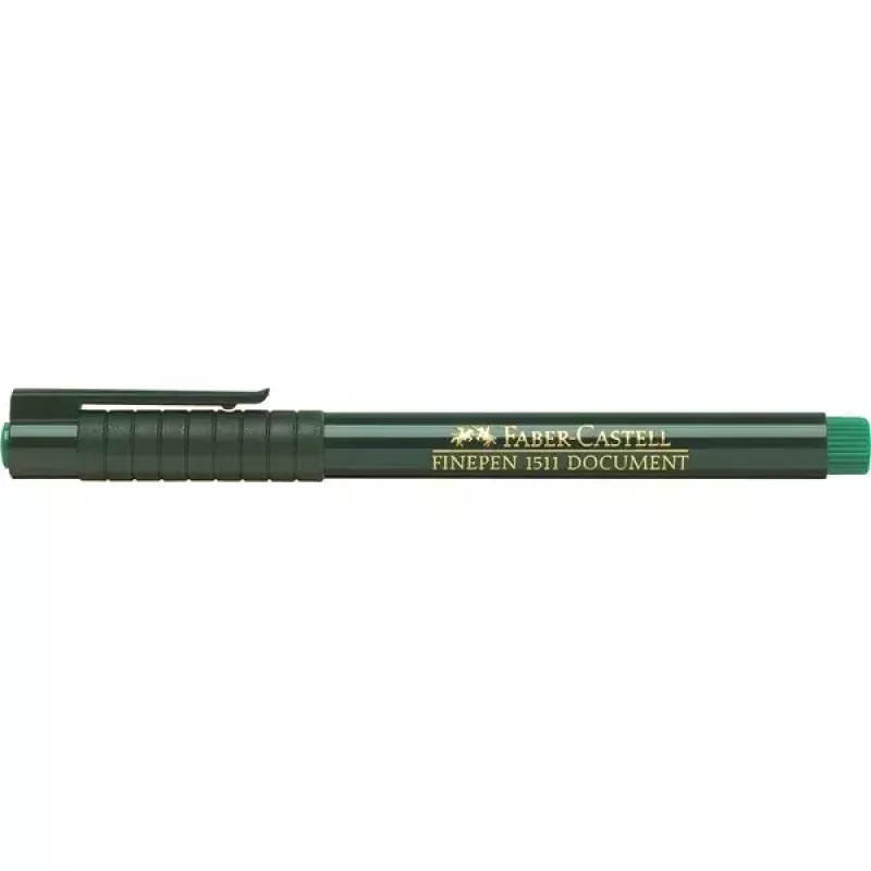 Cienkopis Faber-Castell 151163 — zielony tusz, czarny korpus, okrągły kształt, 1 szt.