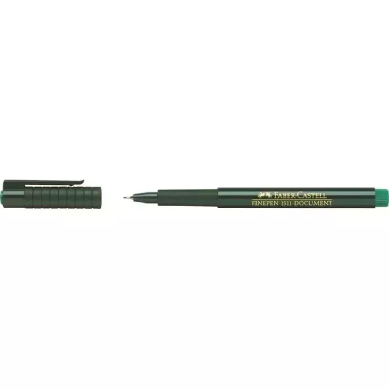 Cienkopis Faber-Castell 151163 — zielony tusz, czarny korpus, okrągły kształt, 1 szt.