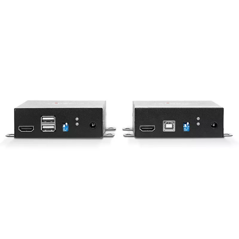 Lindy 300m Fibre Optic HDMI 4K60 i USB KVM Extender, Nadajnik i odbiornik, Przewodowy, 300 m, 3840 x 2160 pikseli, Czarny, Metal