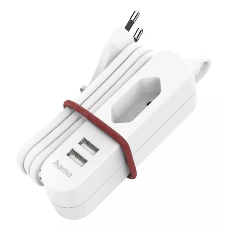 Hama 00223202 listwa zasilająca 1,9 m 1 gniazdo AC Wewnętrzna Biała