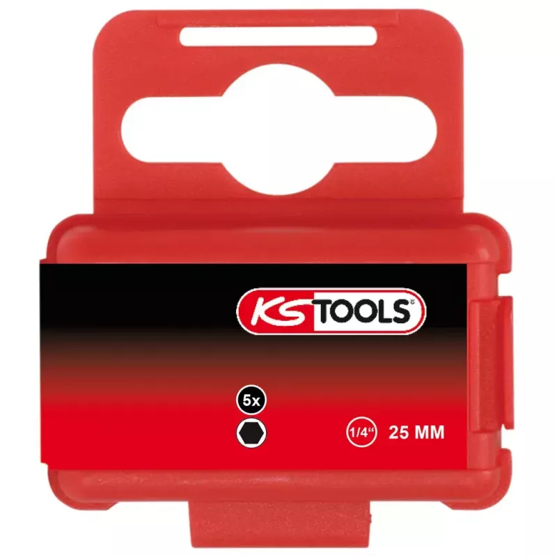 Końcówka wkrętakowa KS Tools 911.7854 — Sześciokątna metryczna, nikiel, 25 mm, trzpień sześciokątny 1/4 cala (25,4×4 mm)