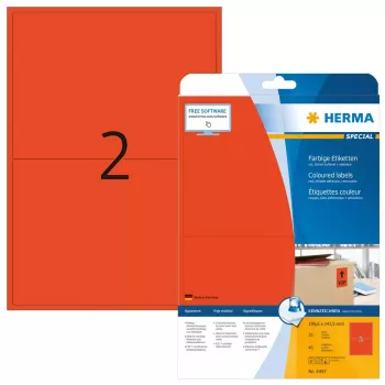 Samoprzylepne etykiety do drukarek HERMA Kolorowe etykiety A4 199,6x143,5 mm czerwony papier matowy 40 szt.