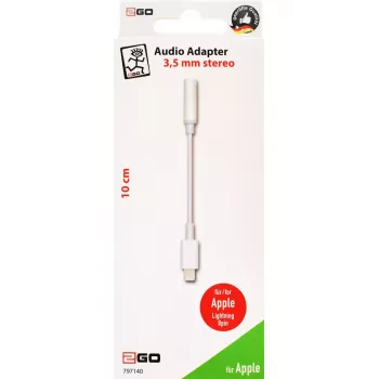 Kabel audio 2GO 797140 0,1 m 3,5 mm Lightning biały