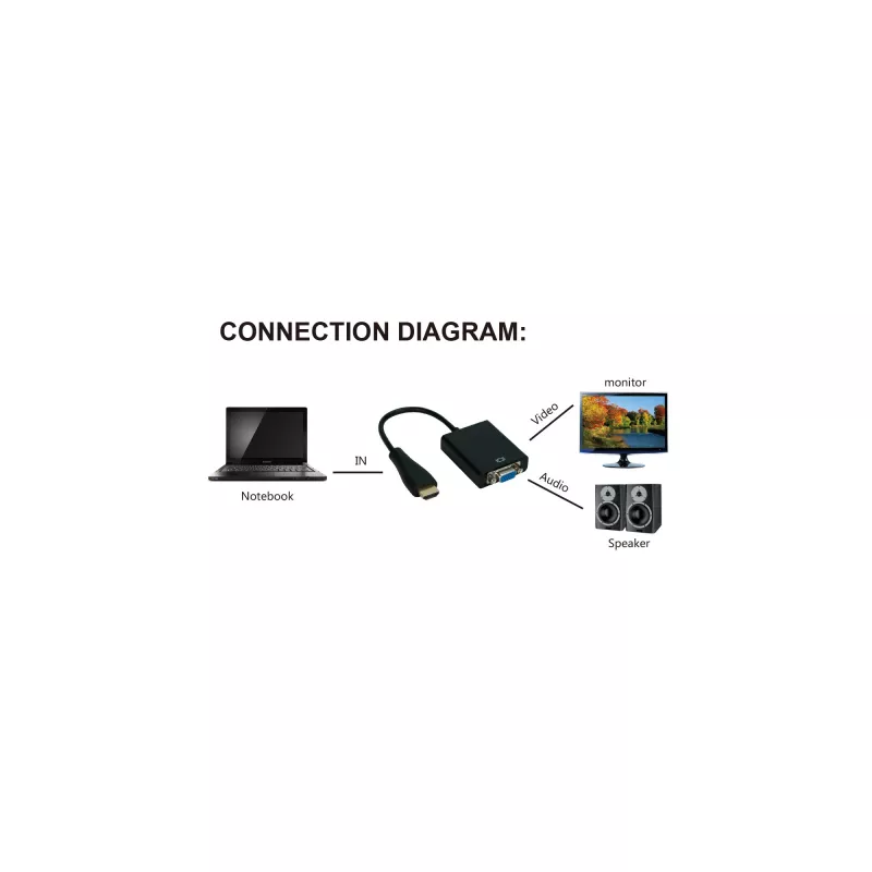 InLine Converter HDMI na VGA z wejściem audio, wyjście HDMI VGA i dźwięk stereofoniczny