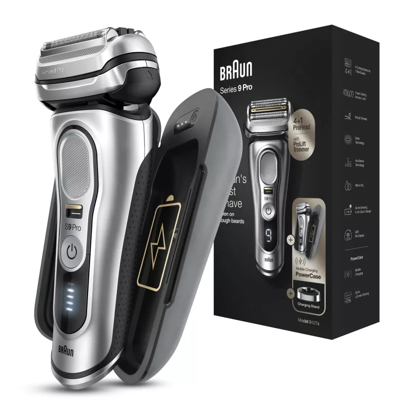 Golarka Braun Series 9 Pro 81744531, męska, foliowa, trymer, srebrna