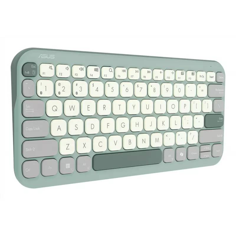 Bezprzewodowa klawiatura Bluetooth 75% ASUS Marshmallow KW100 — układ QWERTZ, przełączniki nożycowe, zielona, do domu