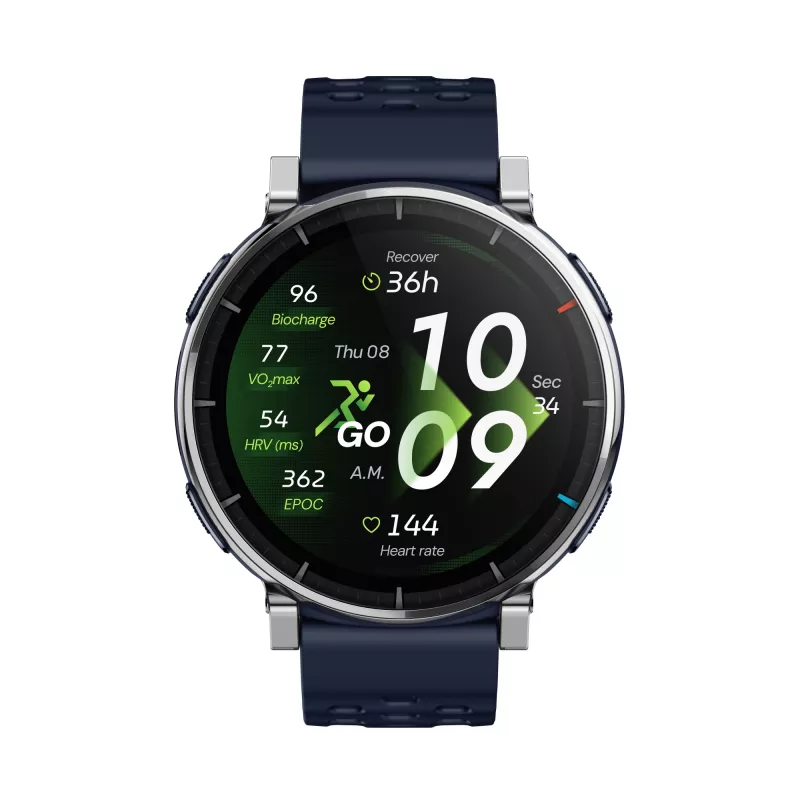 Smartwatch Amazfit W2558GL2N — 1.32 cala (3.35 cm) AMOLED 466×466 px, GPS, 365 mAh, pasek silikonowy (niebieski)