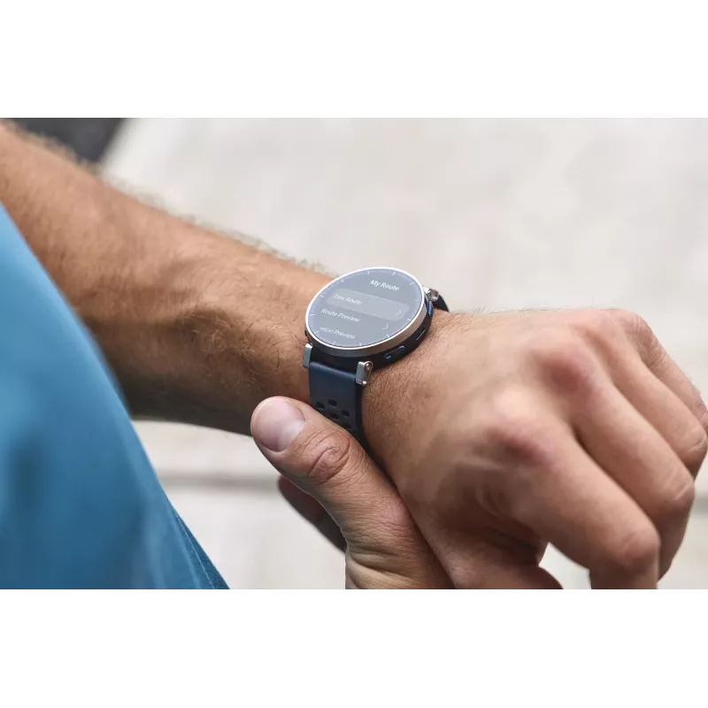 Smartwatch Amazfit W2558GL2N — 1.32 cala (3.35 cm) AMOLED 466×466 px, GPS, 365 mAh, pasek silikonowy (niebieski)