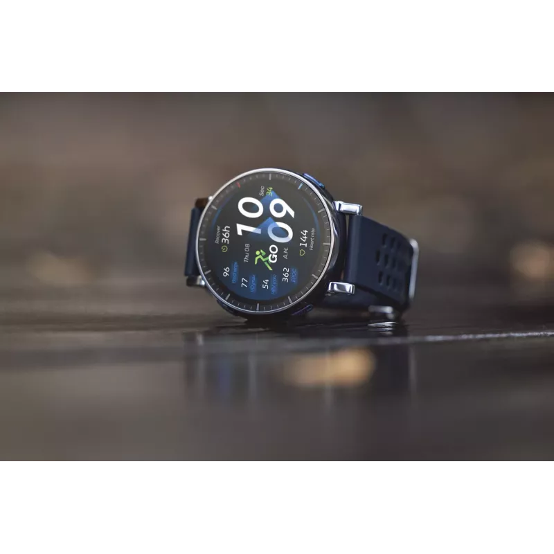 Smartwatch Amazfit W2558GL2N — 1.32 cala (3.35 cm) AMOLED 466×466 px, GPS, 365 mAh, pasek silikonowy (niebieski)