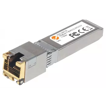 Moduł transceiver Intellinet, 10 Gigabit miedź SFP+, port 10GBase-T (RJ45), 30m, prędkość transferu danych do 10 Gb/s z okablowaniem Cat6a, Ethernet, Światłowód/Fiber, zgodny z MSA, odpowiednik Cisco MA-SFP-10G-T, trzyletnia gwarancja