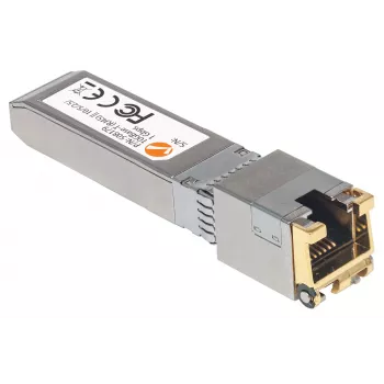 Moduł transceiver Intellinet, 10 Gigabit miedź SFP+, port 10GBase-T (RJ45), 30m, prędkość transferu danych do 10 Gb/s z okablowaniem Cat6a, Ethernet, Światłowód/Fiber, zgodny z MSA, odpowiednik Cisco MA-SFP-10G-T, trzyletnia gwarancja