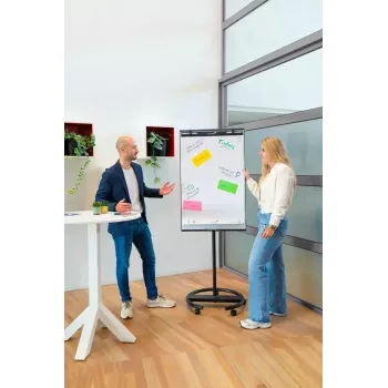 Mobilny flipchart z okrągłą podstawą Legamaster SKETCH EASY — stal, 5 kółek, 720×600 mm
