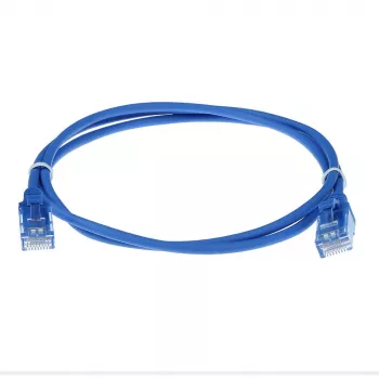 ACT niebieski kabel krosowy 7 metrów LSZH U/UTP CAT6 slimline do centrów danych z wtykami RJ-45 bez zaczepów
