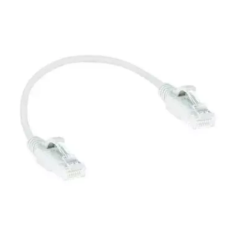ACT biały kabel krosowy slimline LSZH U/UTP CAT6 0,25 m z wtykami RJ45 bez zaczepów