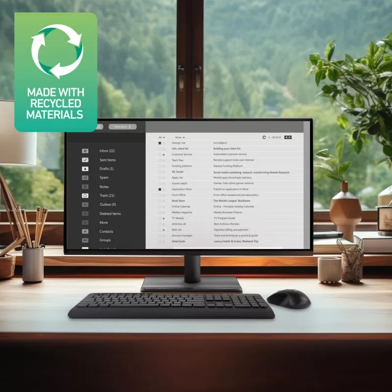 Zestaw bezprzewodowej klawiatury i myszy ACT (Qwerty), ciche kliknięcie, ekologiczny, wykonany z materiałów z recyklingu