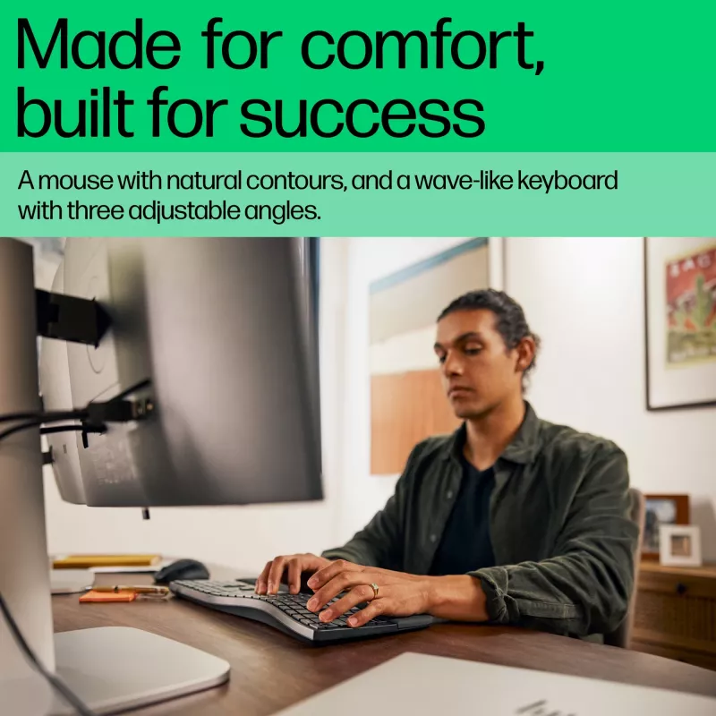 HP 680 Comfort Dual-Mode klawiatura and mysz Combo, Full-size (100%), Wireless, RF Wireless + Bluetooth, QWERTY, Czarny, mysz included