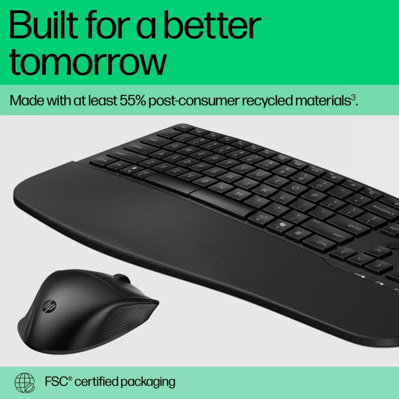 HP 680 Comfort Dual-Mode klawiatura and mysz Combo, Full-size (100%), Wireless, RF Wireless + Bluetooth, QWERTY, Czarny, mysz included