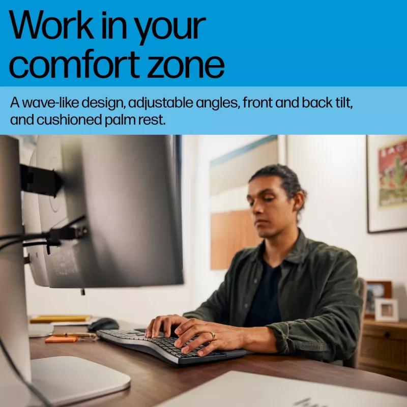 HP 680 Comfort Dual-Mode klawiatura, pełnowymiarowa (100%), bezprzewodowa, RF Wireless + Bluetooth, QWERTY, czarna