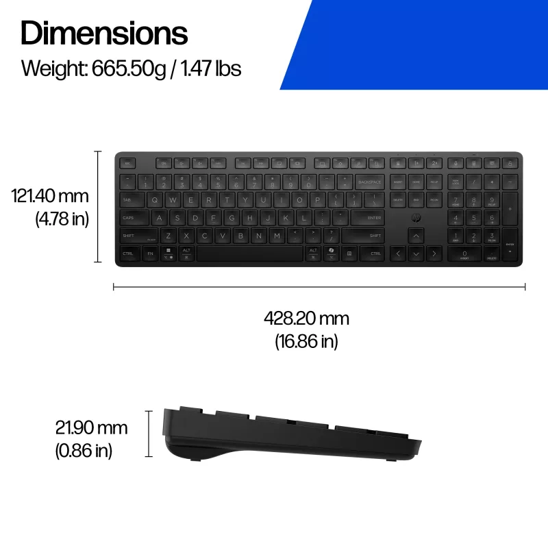 HP 490K Multi-Device Dual-Mode klawiatura, pełnowymiarowa (100%), bezprzewodowa, USB + Bluetooth, QWERTY, czarna