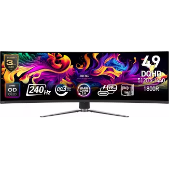 MSI MPG 491CQPX QD-OLED monitor komputerowy 124,5 cm (49 cali) 5120 x 1440 pikseli Dual QHD Czarny