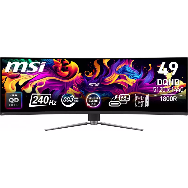 MSI MPG 491CQPX QD-OLED monitor komputerowy 124,5 cm (49 cali) 5120 x 1440 pikseli Dual QHD Czarny